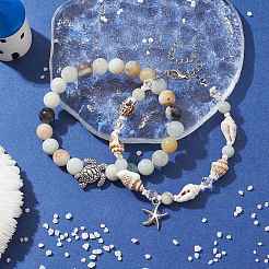 2 braccialetti elasticizzati in amazzonite naturale&nbsp;BJEW-JB10091-01