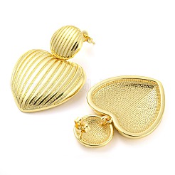 Orecchini pendenti a forma di cuore in ottone placcato a cremagliera&nbsp;EJEW-P242-06G