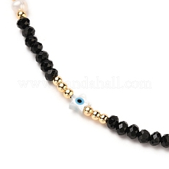 Estrella con mal de ojo collares de cuentas de concha blanca natural&nbsp;NJEW-JN03147-02