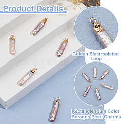 6 Stück galvanisierte Anhänger aus natürlicher Keshi-Perle&nbsp;PEAR-HS0001-12