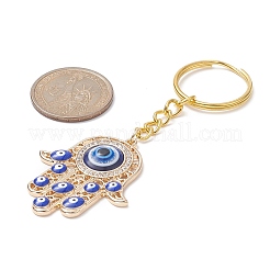 Hamsa hand/hand of miriam with evil eye alliage émail & rhinestone keychain&nbsp;KEYC-JKC00479