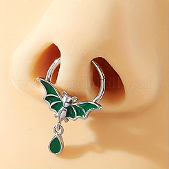 Gothic-Nasenring aus 316er Chirurgenstahl mit grüner Emaille-Fledermaus-Motiv und tropfenförmigen Anhängern für Damen und Herren – Partyschmuck&nbsp;LS-YQ2645