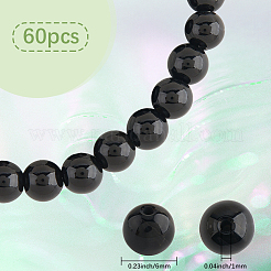 60 Stück natürliche schwarze Onyxperlen&nbsp;G-SC0003-58