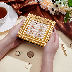 Quadratischer Fotorahmen aus Harz mit Ring-Organizer-Ständer mit Samtmatte&nbsp;ODIS-WH0031-50