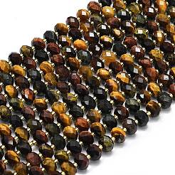 Hebras de cuentas de ojo de tigre naturales teñidas de 3 color&nbsp;G-P573-A36-01