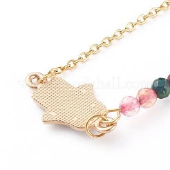 Collane con ciondolo a mano hamsa con strass in lega&nbsp;NJEW-JN03406