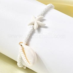 Bracelets à breloques en forme de coquillage et en forme d'étoile de mer&nbsp;BJEW-F520-04G