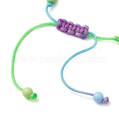 Kreuz- und runde geflochtene Acrylperlenarmbänder&nbsp;BJEW-JB10239-01