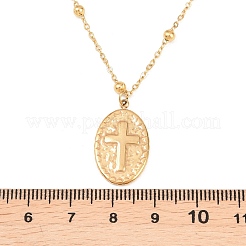 Religiöse Halskette mit Kreuzanhänger aus Edelstahl 304&nbsp;NJEW-C112-01G