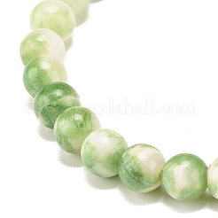 Stretcharmband mit runden Perlen aus natürlicher weißer Jade&nbsp;BJEW-JB07968-04