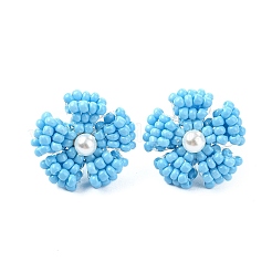 Boucles d'oreilles à tige en perles de verre marguerite&nbsp;EJEW-MZ00334