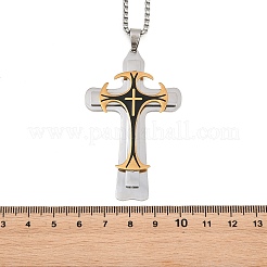 Collier avec pendentif croix en acier inoxydable 201 émaillé noir et chaîne en acier inoxydable 304.&nbsp;SA-H003-07GP