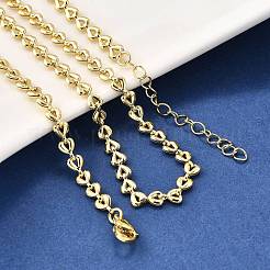 Cadena de cadena de cobre amarillo del corazón collares&nbsp;X-NJEW-M108-27G