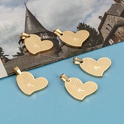 304 Edelstahl Herz Vaterunser Kreuz Anhänger&nbsp;X-STAS-O065-15