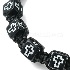 Cubo con braccialetti di perline intrecciate acriliche incrociate&nbsp;BJEW-JB09712