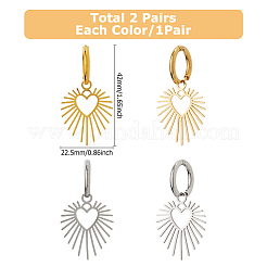 2 Paar Creolen aus 304 Edelstahl in 2 Farben&nbsp;EJEW-HS0001-25