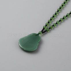 Halskette mit Maitreya-Buddha-Anhänger aus Harzimitat-Edelstein&nbsp;NJEW-WH0016-23D