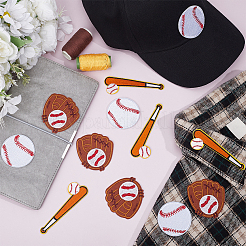 12 Stück 3 Stile Baseball-Thema Polyester-Aufnäher zum Aufbügeln/Aufnähen&nbsp;PATC-HY0001-99