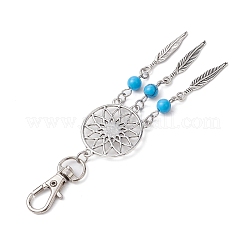 Filet/toile tissé avec décorations pendantes en alliage de plumes&nbsp;HJEW-JM02138