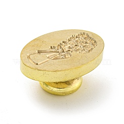 Goldfarbener Wachssiegel-Stempelkopf aus Messing&nbsp;AJEW-G056-03C