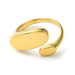 Anillo de puño abierto ovalado de acero inoxidable 304 con revestimiento iónico (IP)&nbsp;RJEW-Z028-01G