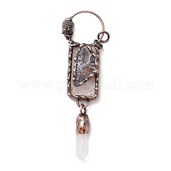 Große Anhänger aus natürlichem Druzy-Achat und Quarzkristall&nbsp;G-M383-06R