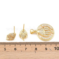 Messing-Set mit Anhänger und Ohrsteckern mit Mikropavé-Zirkonia für Damen&nbsp;SJEW-F227-01L-G