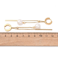 Pendientes de aro de acero inoxidable 304 con perlas de imitación acrílicas&nbsp;EJEW-F393-14G