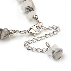 Perles de cheville en quartz tourmaliné naturel / perles de quartz rutées noires&nbsp;AJEW-AN00229-03