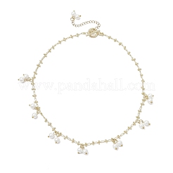 Collane con nappe in perle di vetro e catena a maglie in ottone fatte a mano per donna&nbsp;NJEW-JN05292