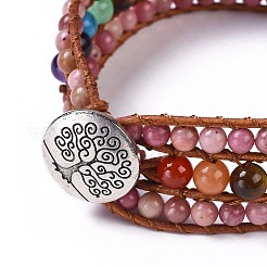 Braccialetti con cordino di perline di rodonite naturale&nbsp;BJEW-K214-B01
