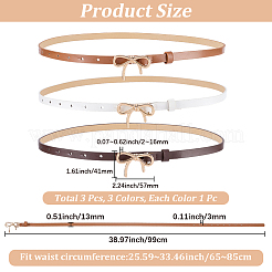 3 Stück 3 Farben Legierung Bowknot PU Leder Kettengürtel für Frauen&nbsp;AJEW-CL0003-48A
