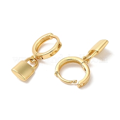Orecchini a cerchio pendenti con lucchetto in ottone placcato a cremagliera&nbsp;EJEW-D061-54G