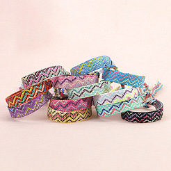 Geflochtenes Baumwollkordelarmband mit Wellenmuster&nbsp;FIND-PW0013-002