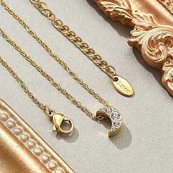 Collane a catena con ciondolo in cristallo e strass in acciaio inossidabile 304 per donna&nbsp;NJEW-C062-01E-G