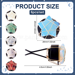 6 pince pour grille d'aération de voiture en pierre précieuse naturelle&nbsp;HJEW-BC00072