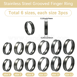 18 stücke 6 stile 201 edelstahl geriffelte finger ring einstellungen&nbsp;STAS-SC0010-59