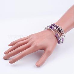 Cinque cicli avvolgere bracciali perline di ametista&nbsp;BJEW-JB02589-05