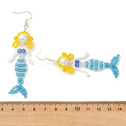 Pendientes colgantes de alambre de cobre con cuentas de vidrio&nbsp;EJEW-MZ00816-03