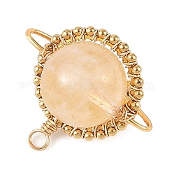 Pendentifs en quartz hématoïde jaune naturel enroulés de fil de cuivre&nbsp;PALLOY-TA00426-03