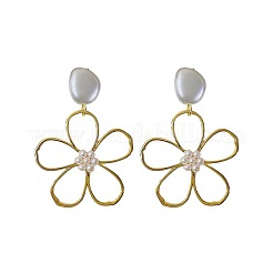 Orecchini pendenti in lega di plastica con perle a forma di fiore&nbsp;FS-WG60BA4-01