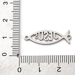 201 ciondoli con connettore a forma di pesce di Gesù in acciaio inossidabile cavo&nbsp;STAS-V014-03P
