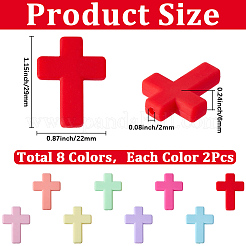16pcs 8 Farben Silikonperlen&nbsp;SIL-SC0003-17