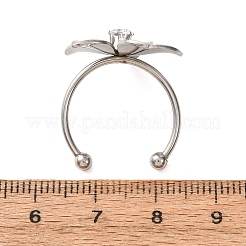 Offene Manschettenringe aus Edelstahl 304 mit Mikropavé-Fassung und Zirkonia für Damen&nbsp;SA-CBA8B85-14P