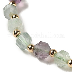 Bracciali sfaccettati con perline elastiche in fluorite naturale&nbsp;BJEW-P318-01G-01
