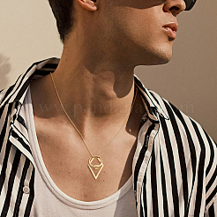 1 pièce de collier avec pendentif en forme de losange en acier inoxydable&nbsp;NJEW-HS0001-11G