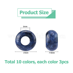 30 pieza de cuentas europeas de piedras preciosas mixtas naturales de 10 estilos&nbsp;G-HS0001-21
