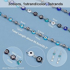 Lampwork fatti a mano rotonda piatto male perle di occhio catene per collane bracciali fare&nbsp;AJEW-NB0002-10