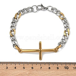 201 pulseras de eslabones cruzados de acero inoxidable&nbsp;BJEW-G785-01GP