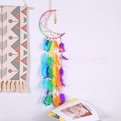 Decoraciones colgantes con borlas de plumas de luna de color arcoíris&nbsp;PW-WG92679-01